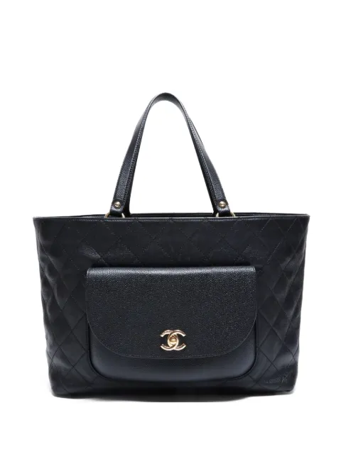 CHANEL Pre-Owned 2017-2018 퀼팅 턴락 토트 백