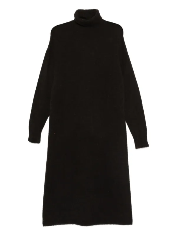 black turtleneck dress midi Mongolian Cashmere Turtleneck Midi Sweater Dress in Black