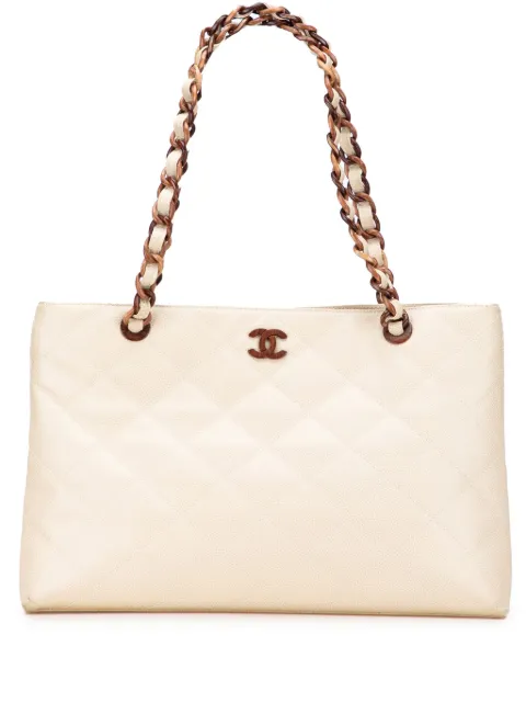 CHANEL Pre-Owned tote Bekko de piel caviar capitonada con logo CC y cadena 2000-2002