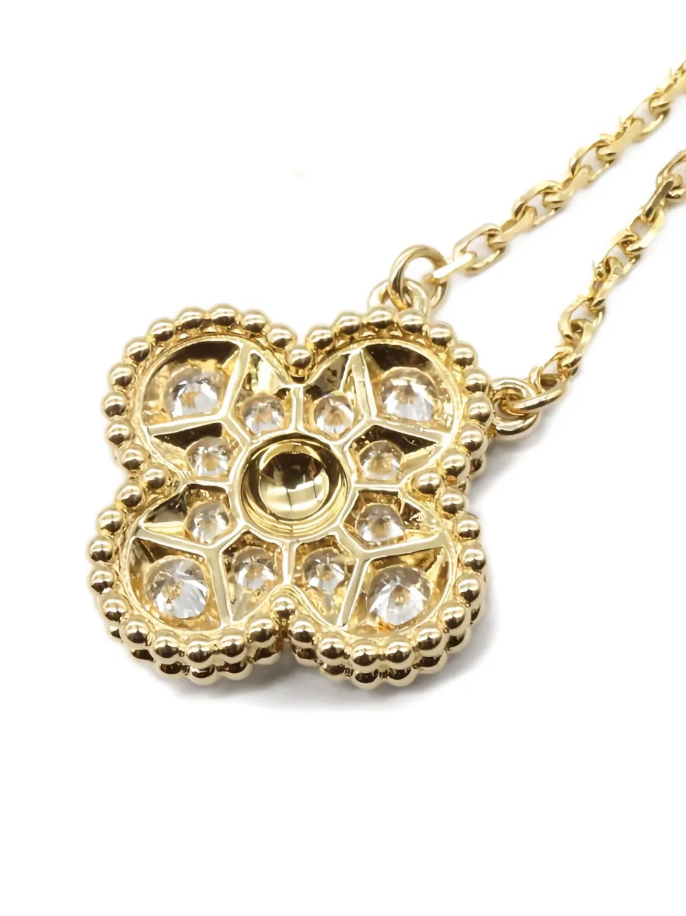 Pre-owned Van Cleef & Arpels 2010s 18k Yellow Gold Alhambra Diamond Necklace