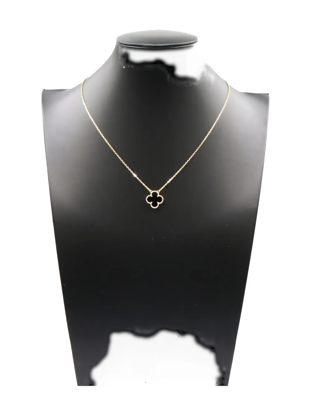 Pre-owned Van Cleef & Arpels 2010s 18kt Yellow Gold Alhambra Onyx Necklace