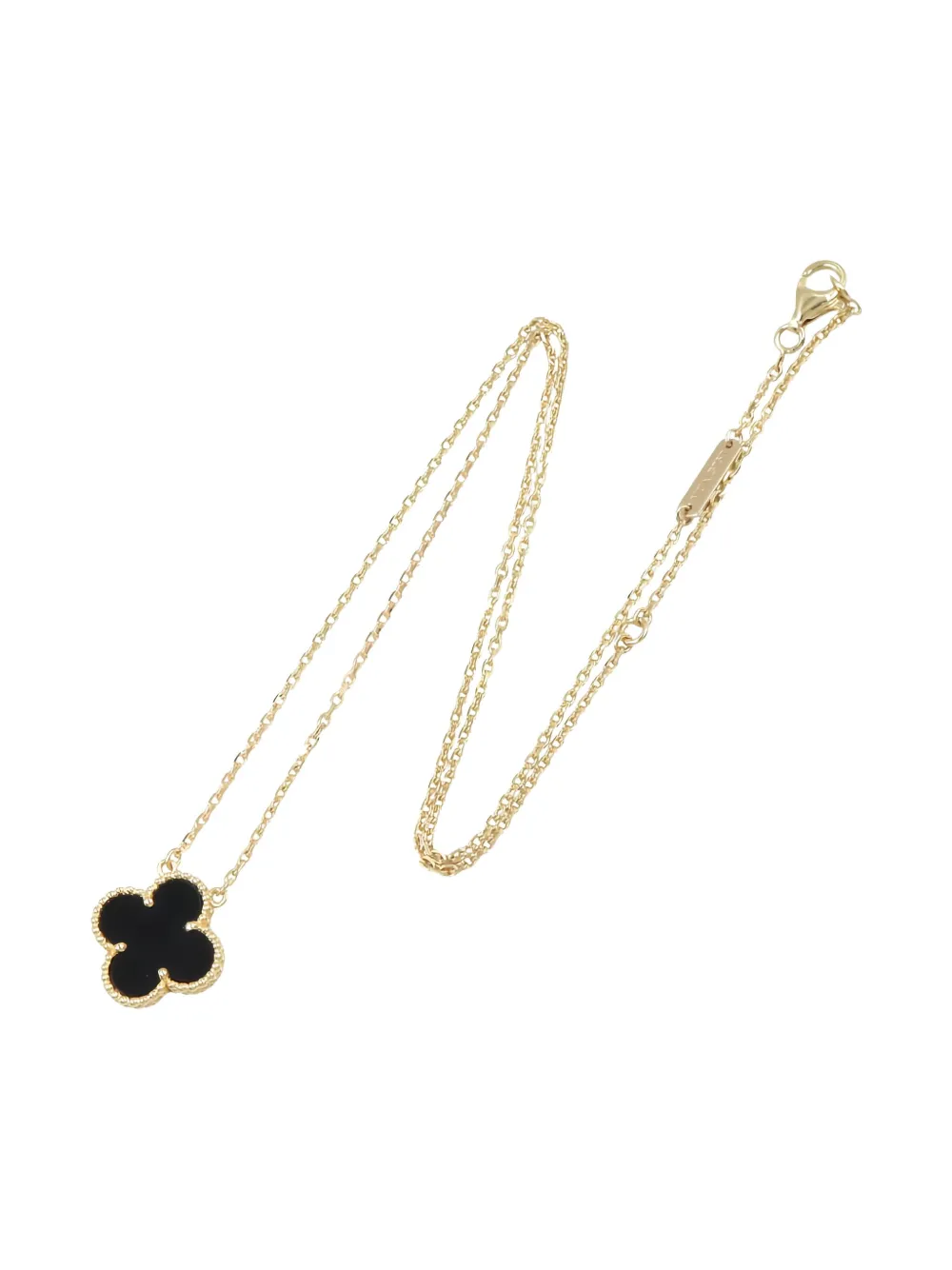 Pre-owned Van Cleef & Arpels 2010s 18kt Yellow Gold Alhambra Onyx Necklace