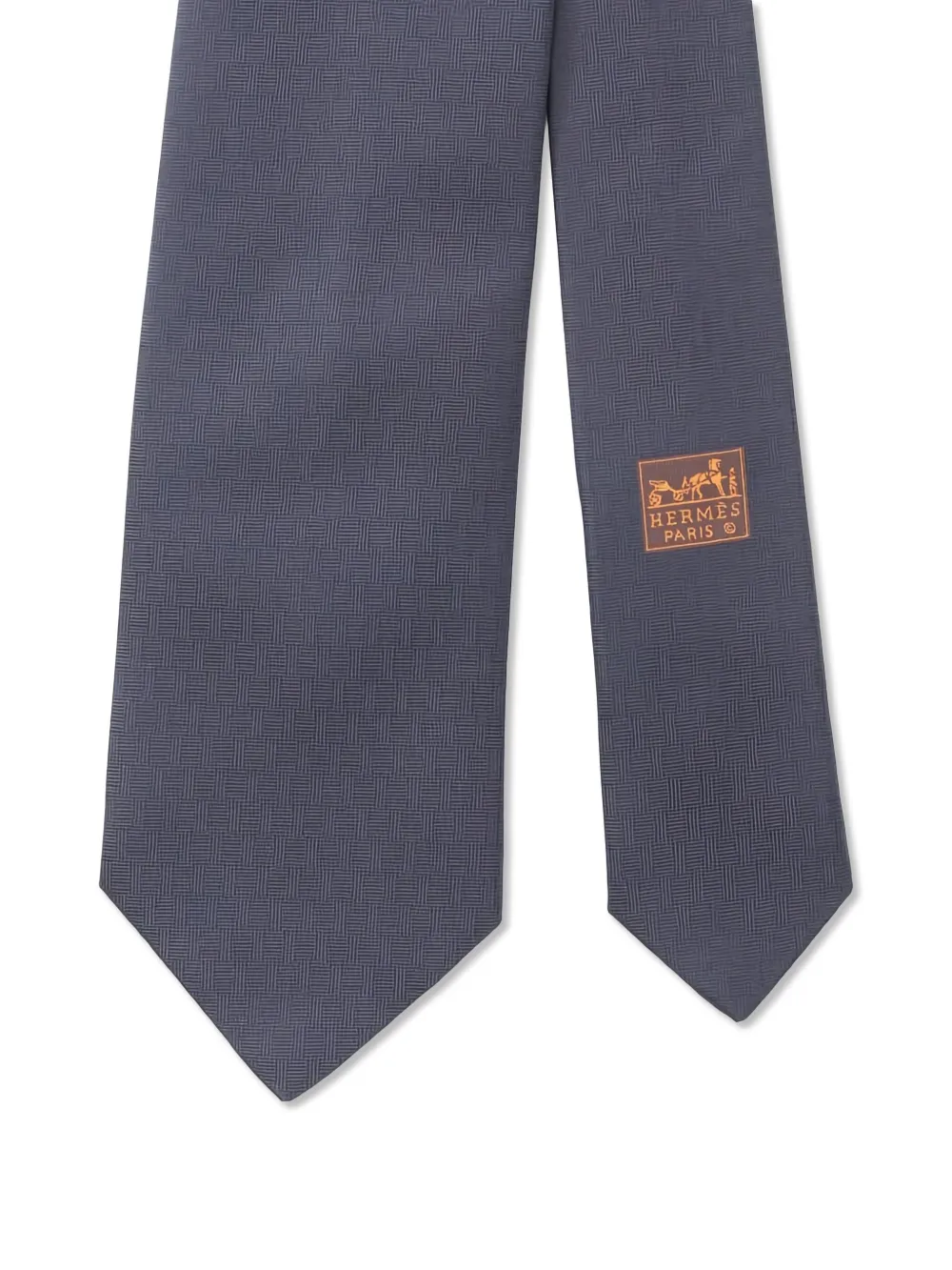 Pre-owned Hermes 2010s Logo-embroidered Silk Tie In Blue