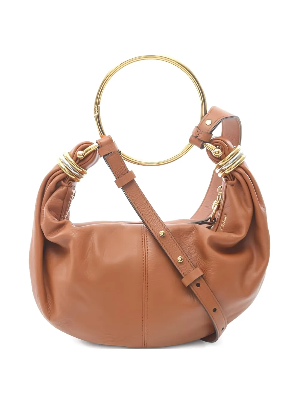 Pre-owned Chloé 2020s Small Bracelet Hobo Leather Tote Bag In Brown