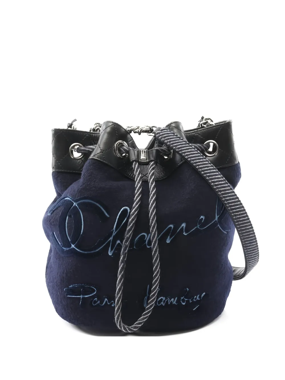 CHANEL Pre-Owned 2018-2019 エンブロイダリーバケットバッグ - ブルー