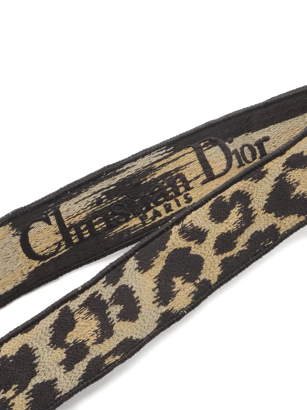 Pre-owned Dior 2020s Leopard-embroidered Shoulder Strap In Black