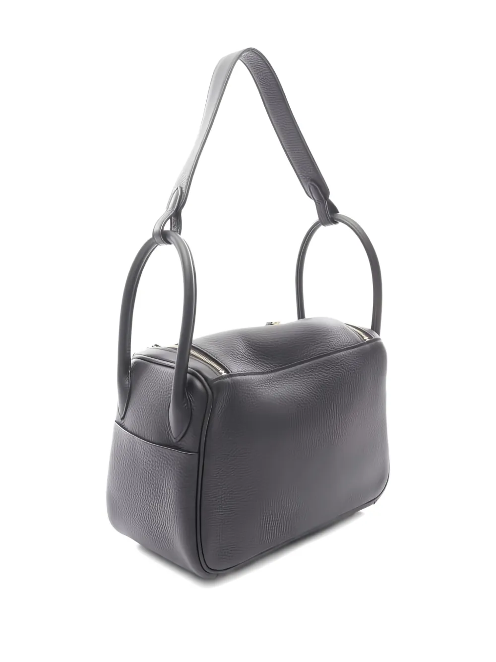 Pre-owned Hermes 2025 Lindy 26 Leather Shoulder Bag In Black
