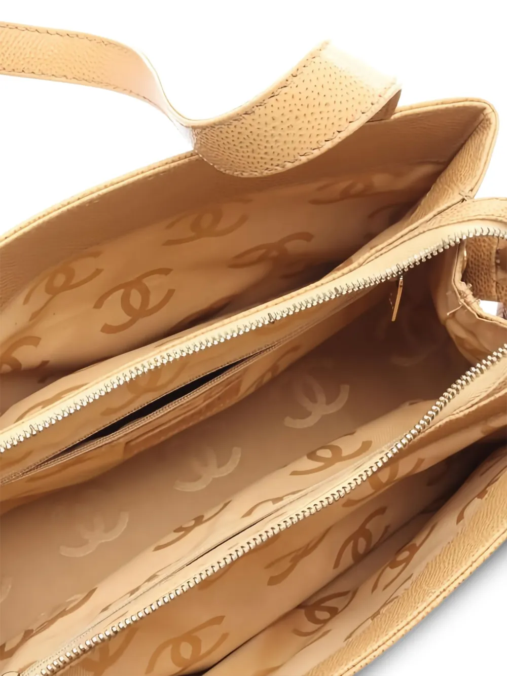 CHANEL Pre-Owned 2002-2003 Coco Mark kaviaar shopper Beige