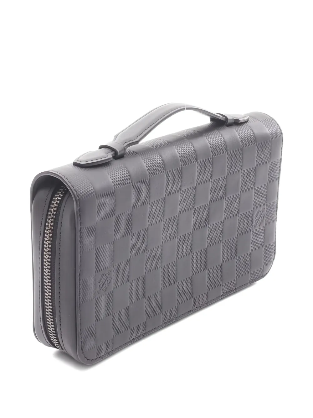 Pre-owned Louis Vuitton 2010 Damier Infini Xl Zippy Leather Wallet In Black