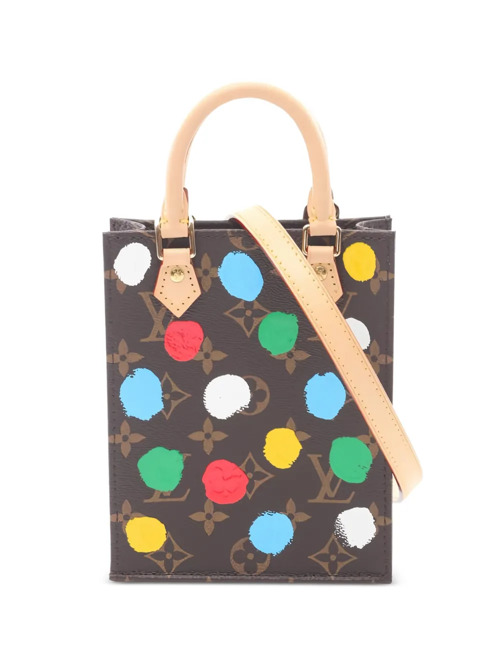 Louis Vuitton Pre-Owned x 2021 Yayoi Kusama サックプラ ハンドバッグ プチ - ブラウン Louis Vuitton Pre-Owned x 2021 Yayoi Kusama サックプラ ハンドバッグ プチ - ブラウン