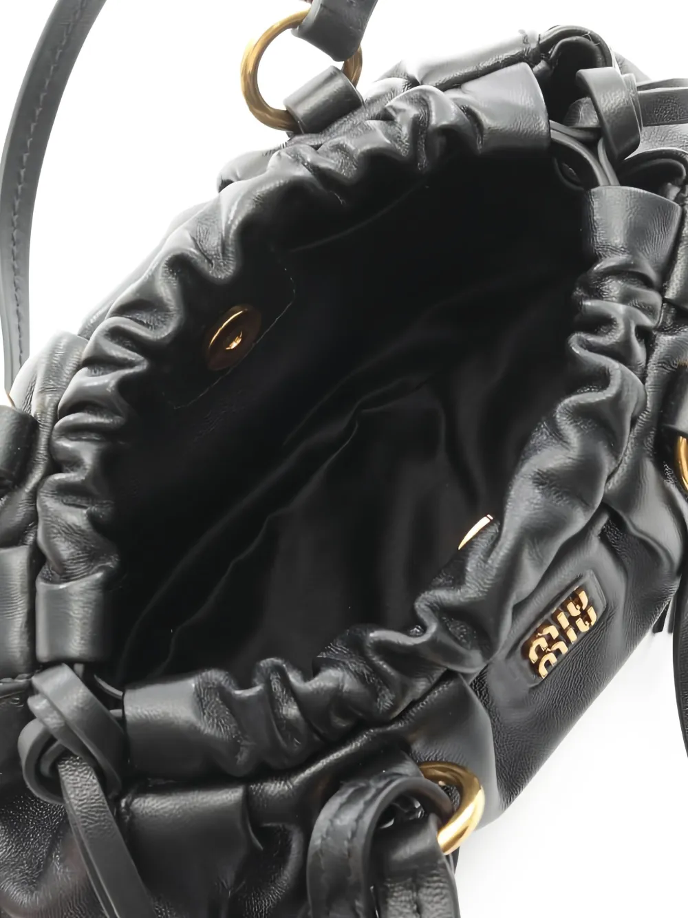 Pre-owned Miu Miu 2020s Joie Tassel Leather Shoulder Bag In Black