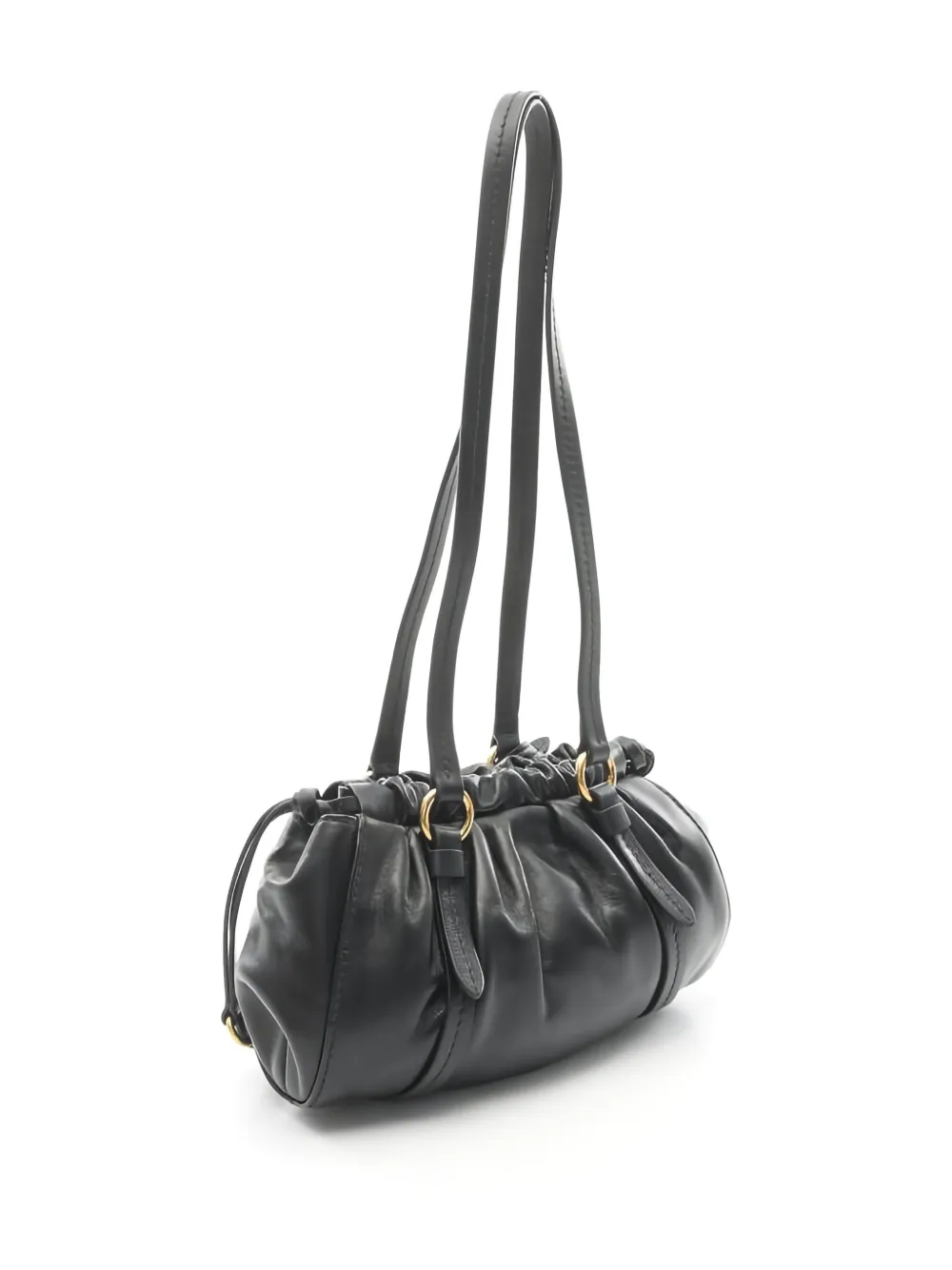 Pre-owned Miu Miu 2020s Joie Tassel Leather Shoulder Bag In Black