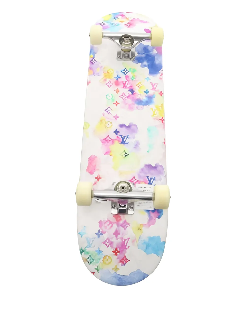 Pre-owned Louis Vuitton 2021 Monogram Watercolour Skateboard In White