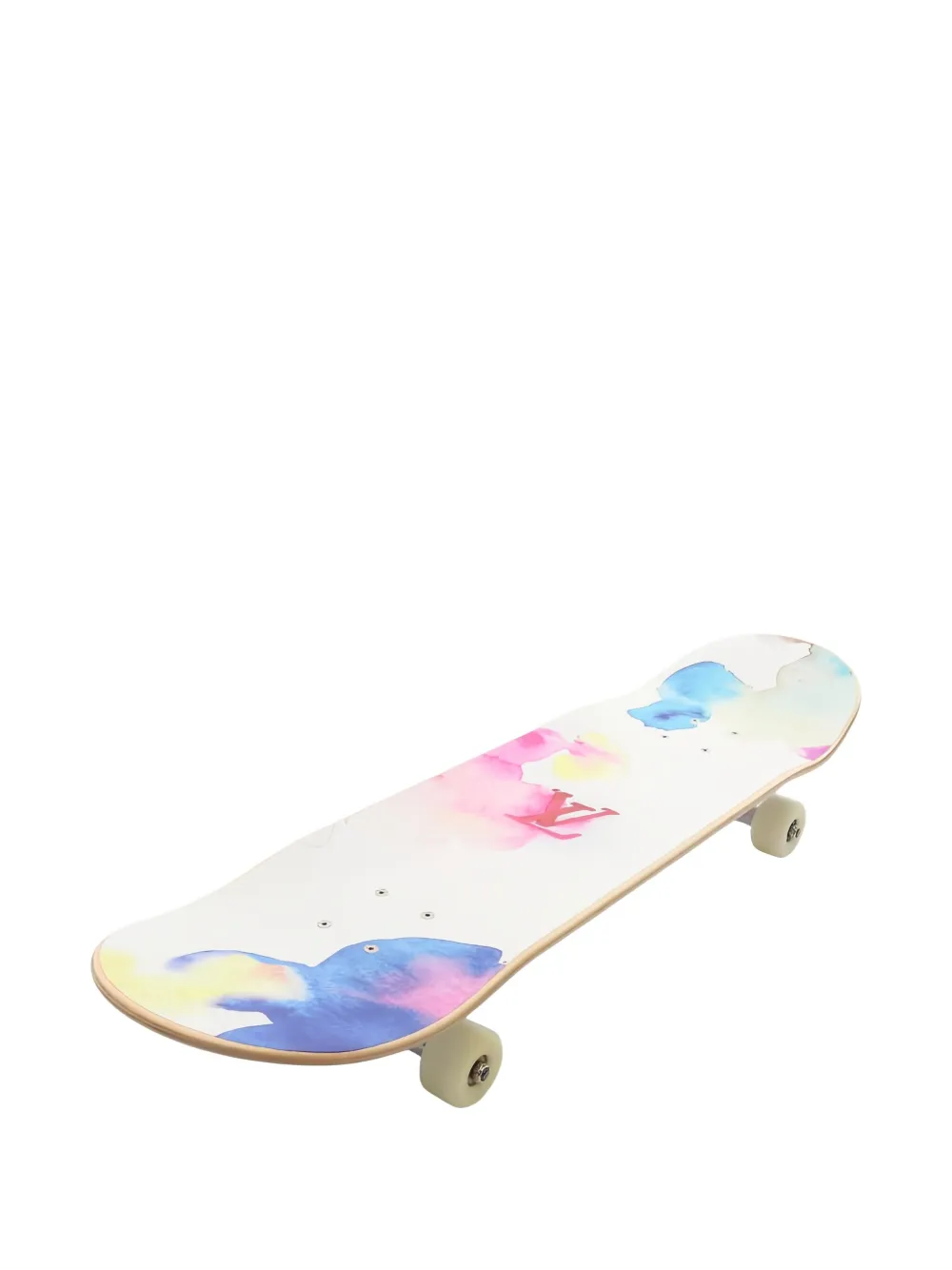 Pre-owned Louis Vuitton 2021 Monogram Watercolour Skateboard In White