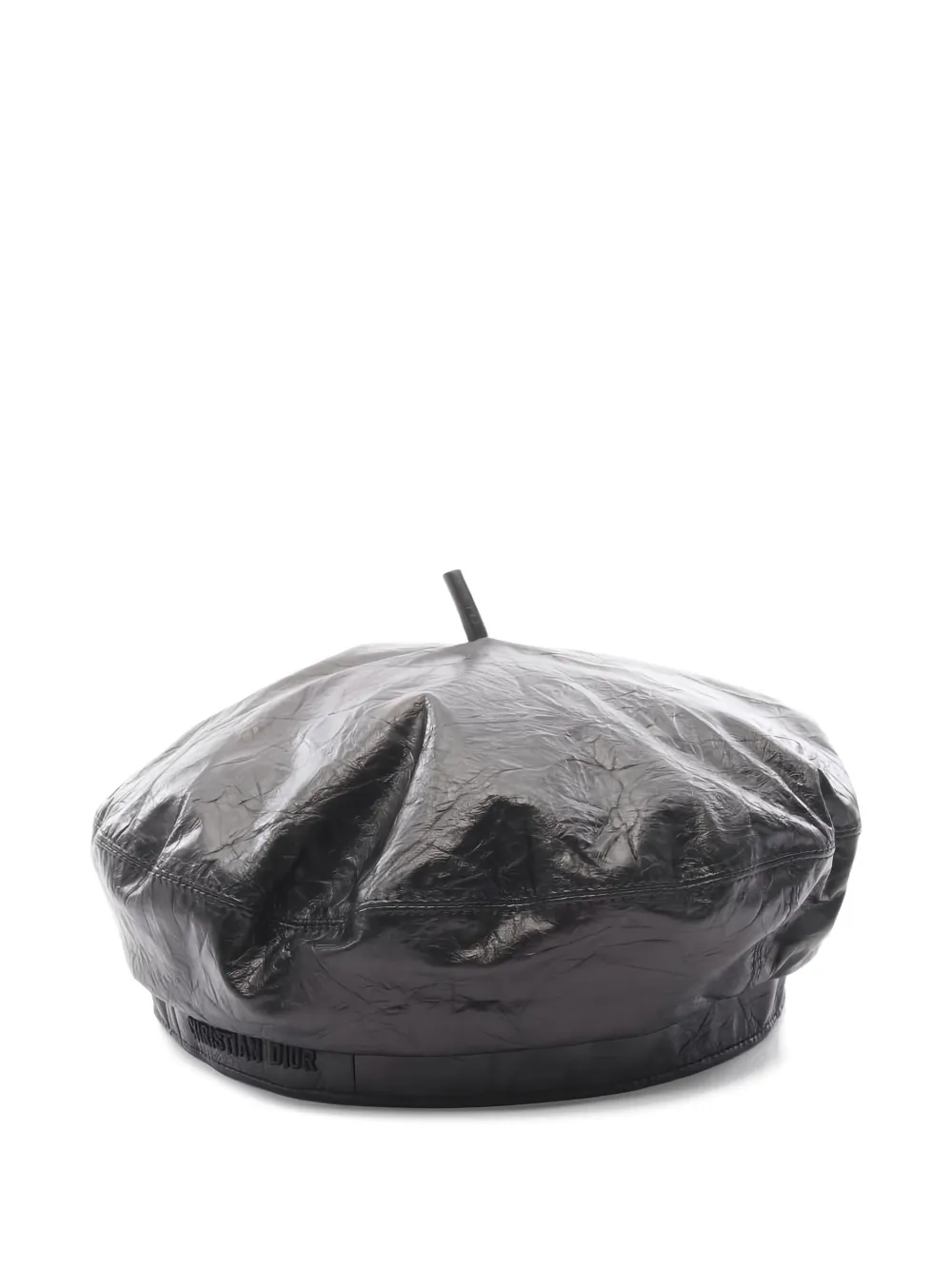 Pre-owned Dior 2020s Leather Beret Hat In Black