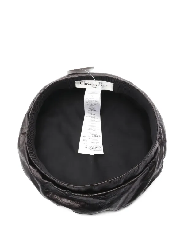 Christian Dior Pre-Owned 2020s Leather Beret Hat Black FARFETCH IN