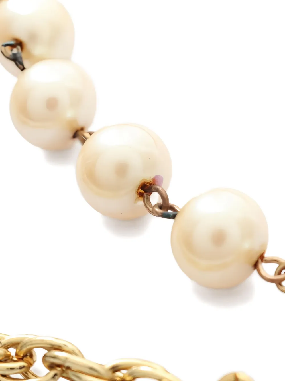 Pre-owned Chanel 1986-1988 Pearl Chain Necklace In Gold
