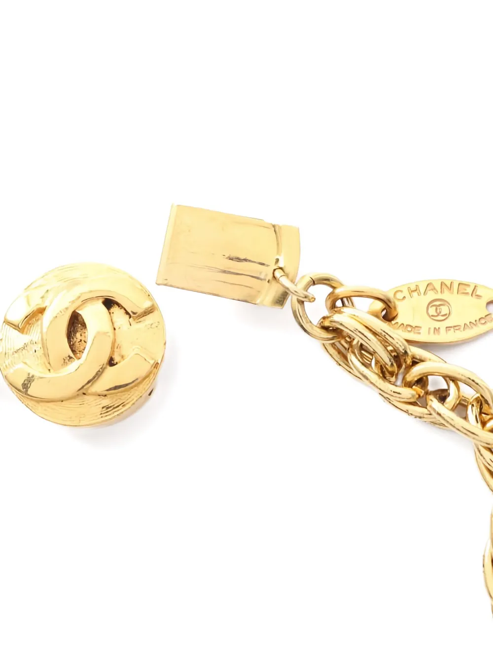 Pre-owned Chanel 1986-1988 Pearl Chain Necklace In Gold