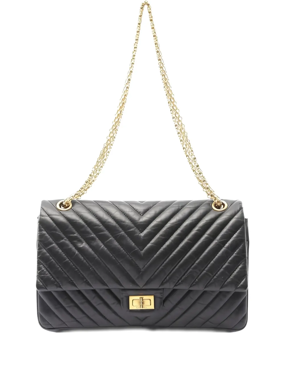 Pre-owned Chanel 2016-2014 2.55 Reissue Chain-strap Flap Shoulder Bag In Black