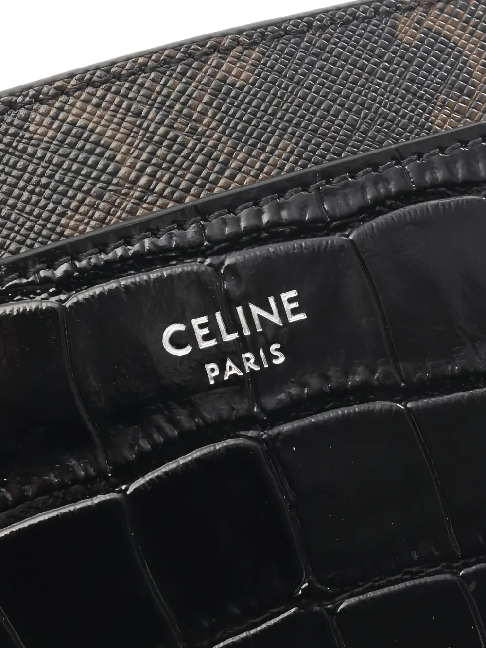 Pre-owned Celine 2020s Triomphe Crocodile-embossed Card Holder In Black