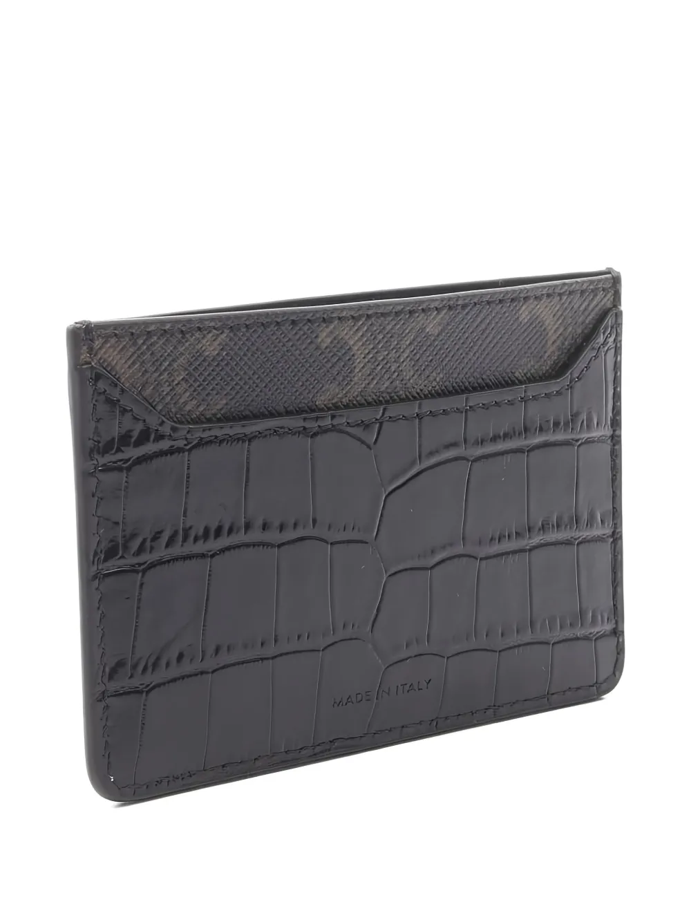 Pre-owned Celine 2020s Triomphe Crocodile-embossed Card Holder In Black