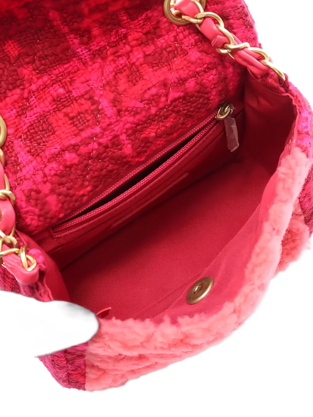 Pre-owned Chanel 2020-2021 Tweed Quilted Crossbody Bag In Pink
