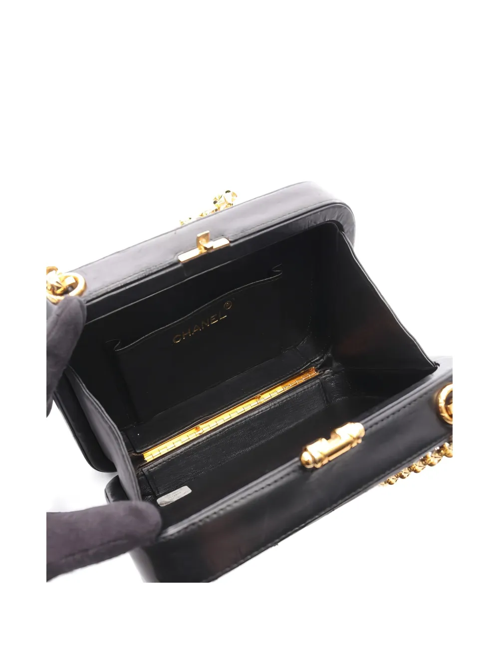 Pre-owned Chanel 1994-1996 Diamond Stitch Coco Mark Chain Cross Body Bag In Black
