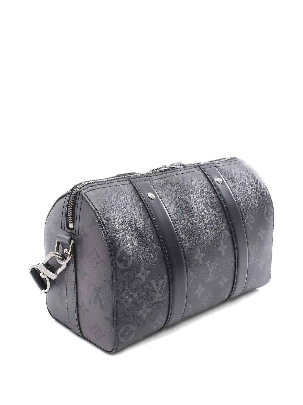 Pre-owned Louis Vuitton 2010s City Keepall Monogram Eclipse Luggage Bag In Black