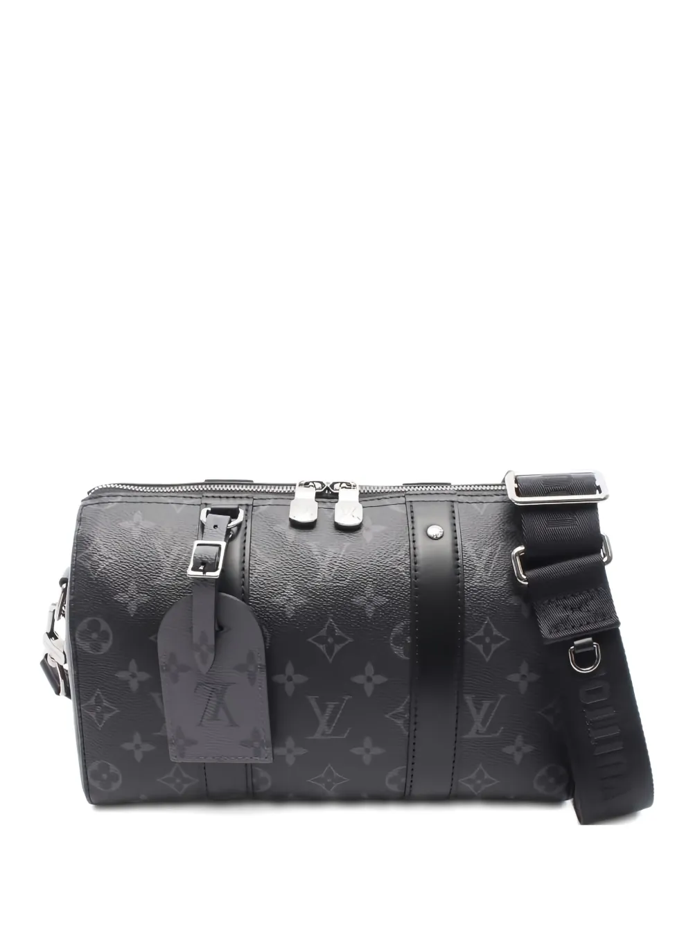 Pre-owned Louis Vuitton 2010s City Keepall Monogram Eclipse Luggage Bag In Black
