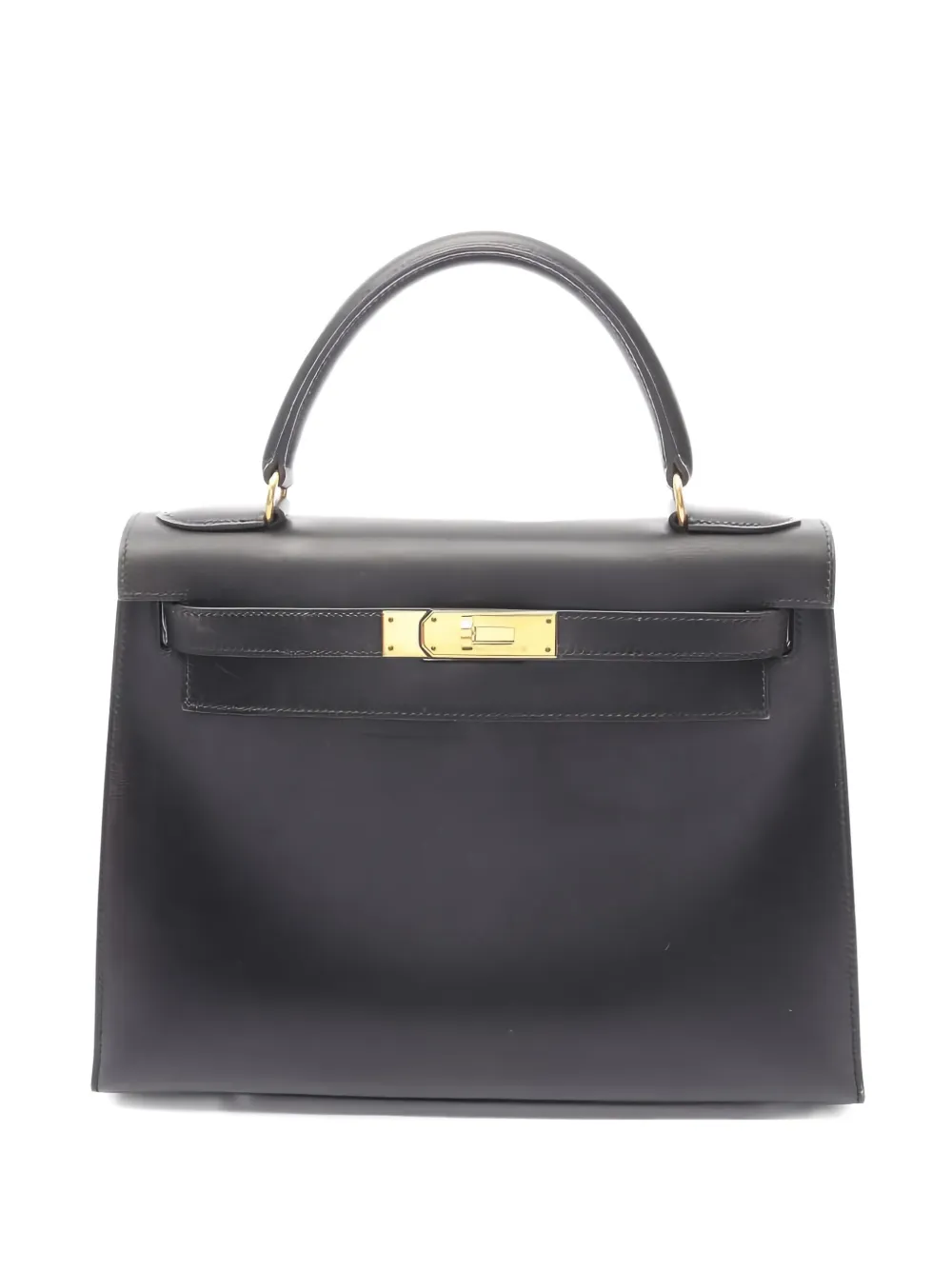 Pre-owned Hermes 1996 Kelly 28 Leather Tote Bag In Black