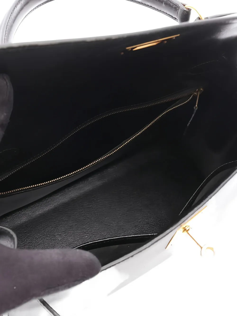 Pre-owned Hermes 1996 Kelly 28 Leather Tote Bag In Black
