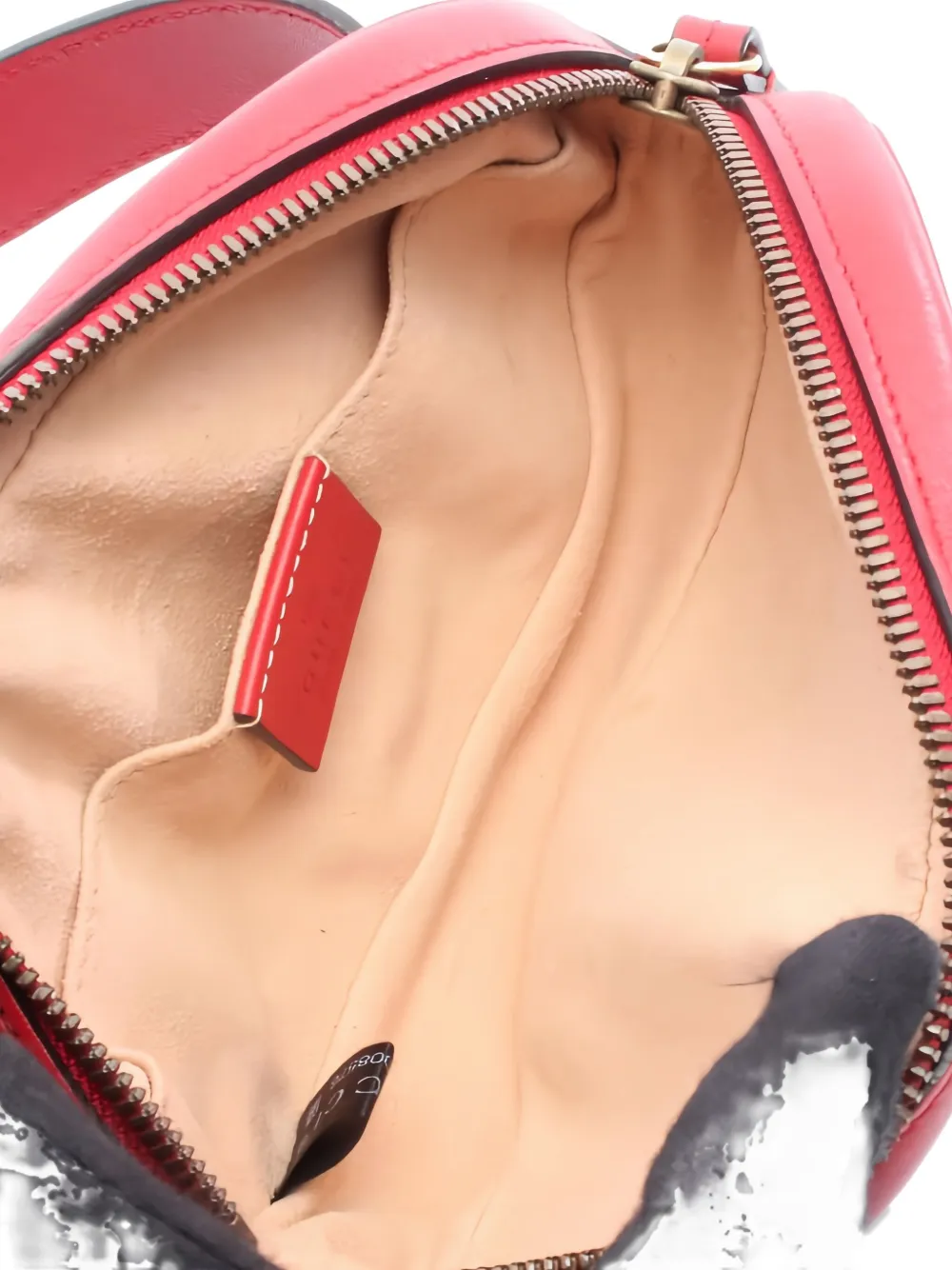 Pre-owned Gucci Marmont Interlocking-gg Leather Belt Bag In Red