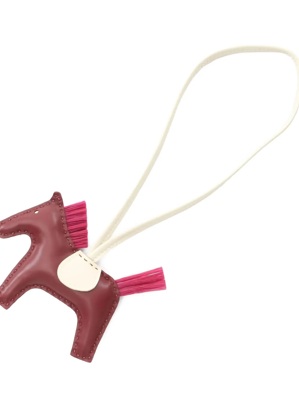 Pre-owned Hermes 2024 Horsehair Rodeo Pm Bag Charm In Red