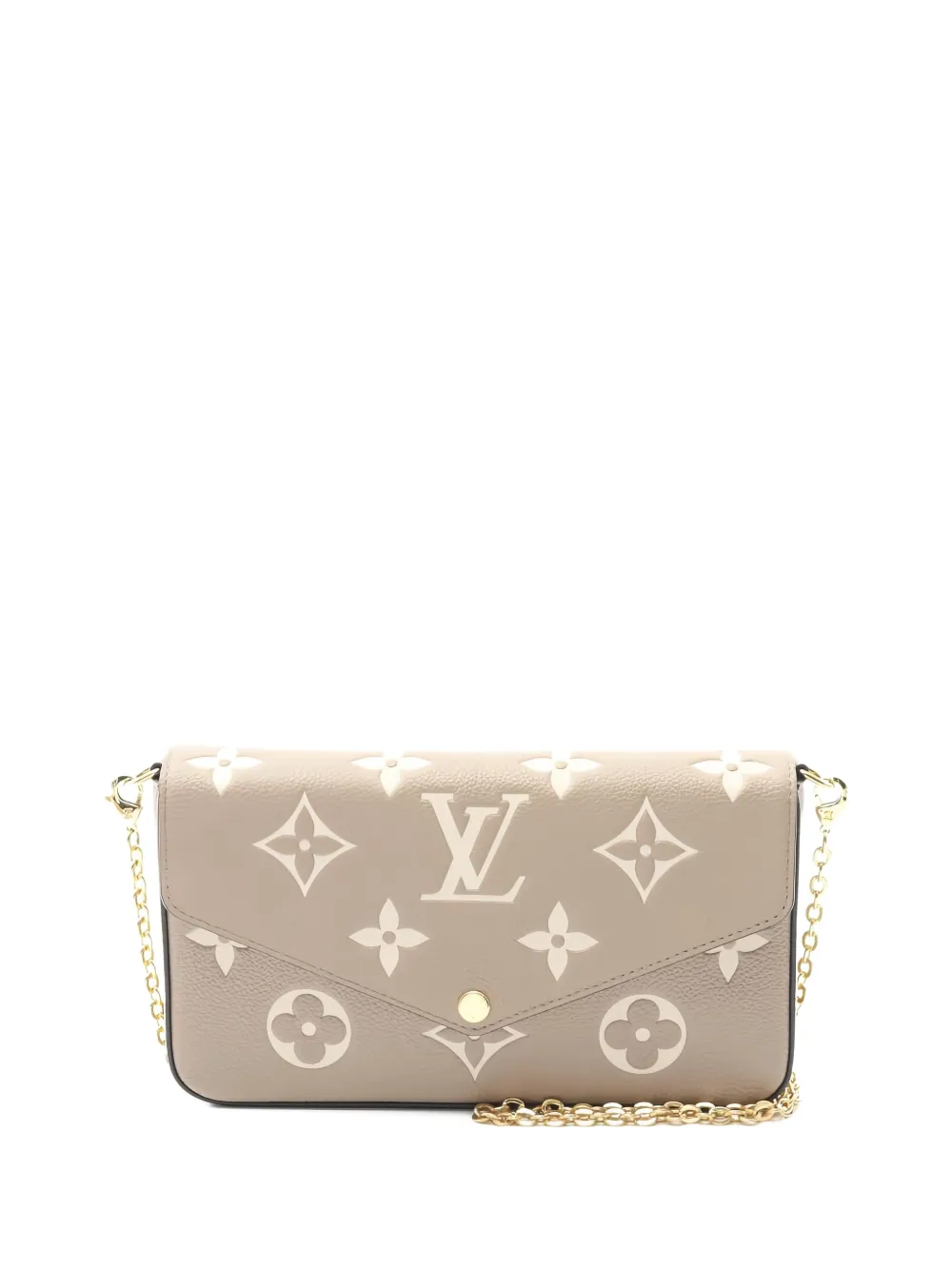 Pre-owned Louis Vuitton 2021 Pochette Felicie Monogram Empreinte Chain Mini Bag In Neutral