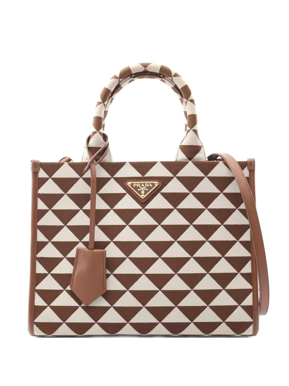 Pre-owned Prada Small Symbol Tote Bag In Brown