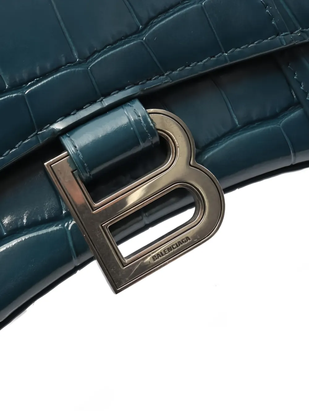 Pre-owned Balenciaga 2000s Hourglass Xs Embossed Tote Bag In Blue
