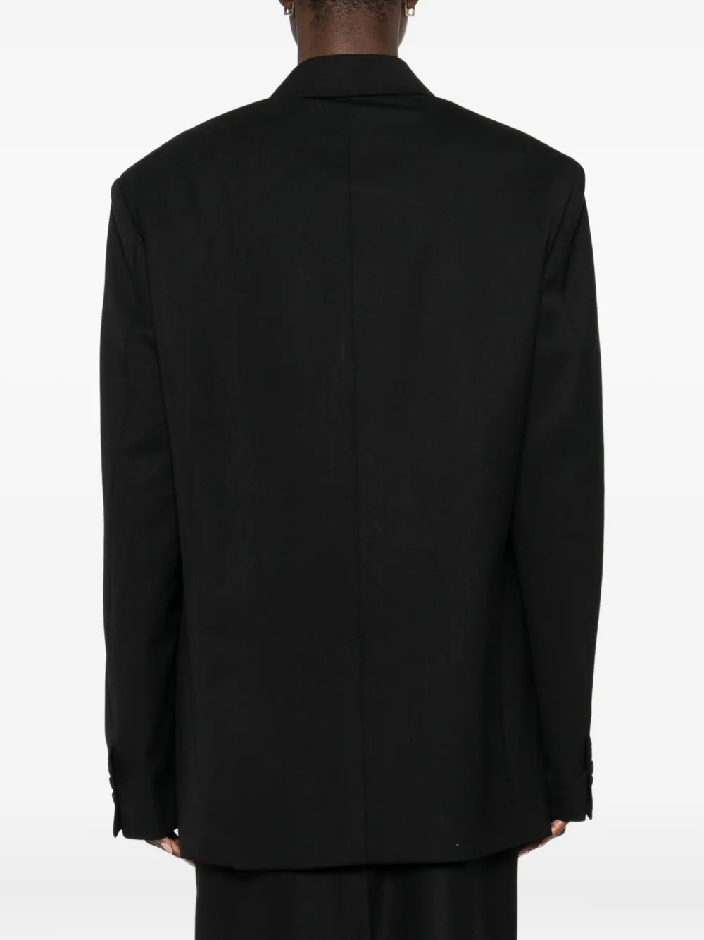 Medeea Double-breasted Wool Blazer In Black