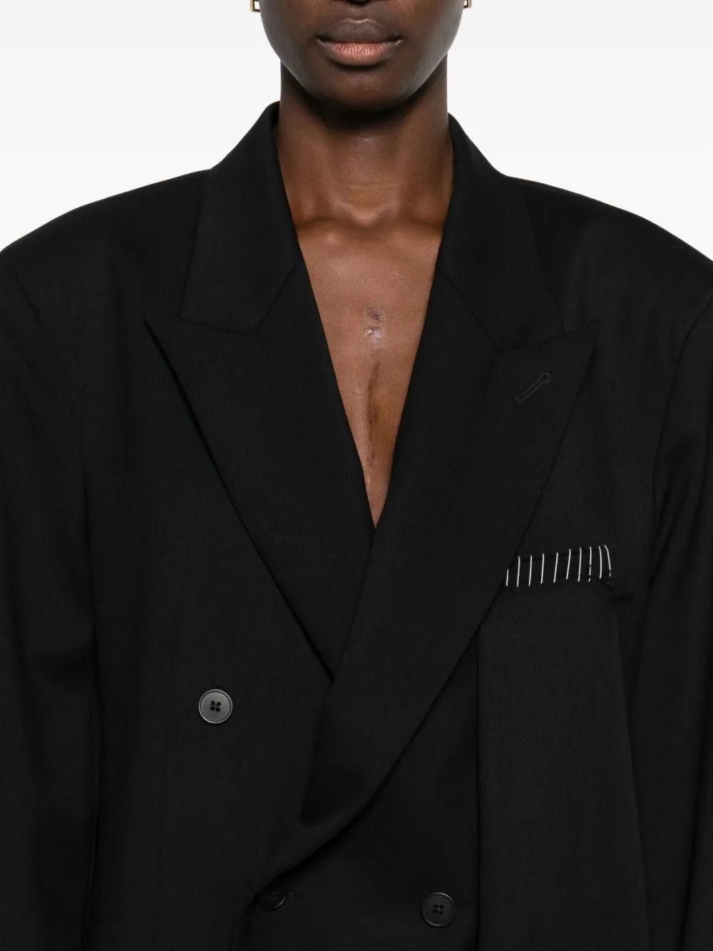 Medeea Double-breasted Wool Blazer In Black