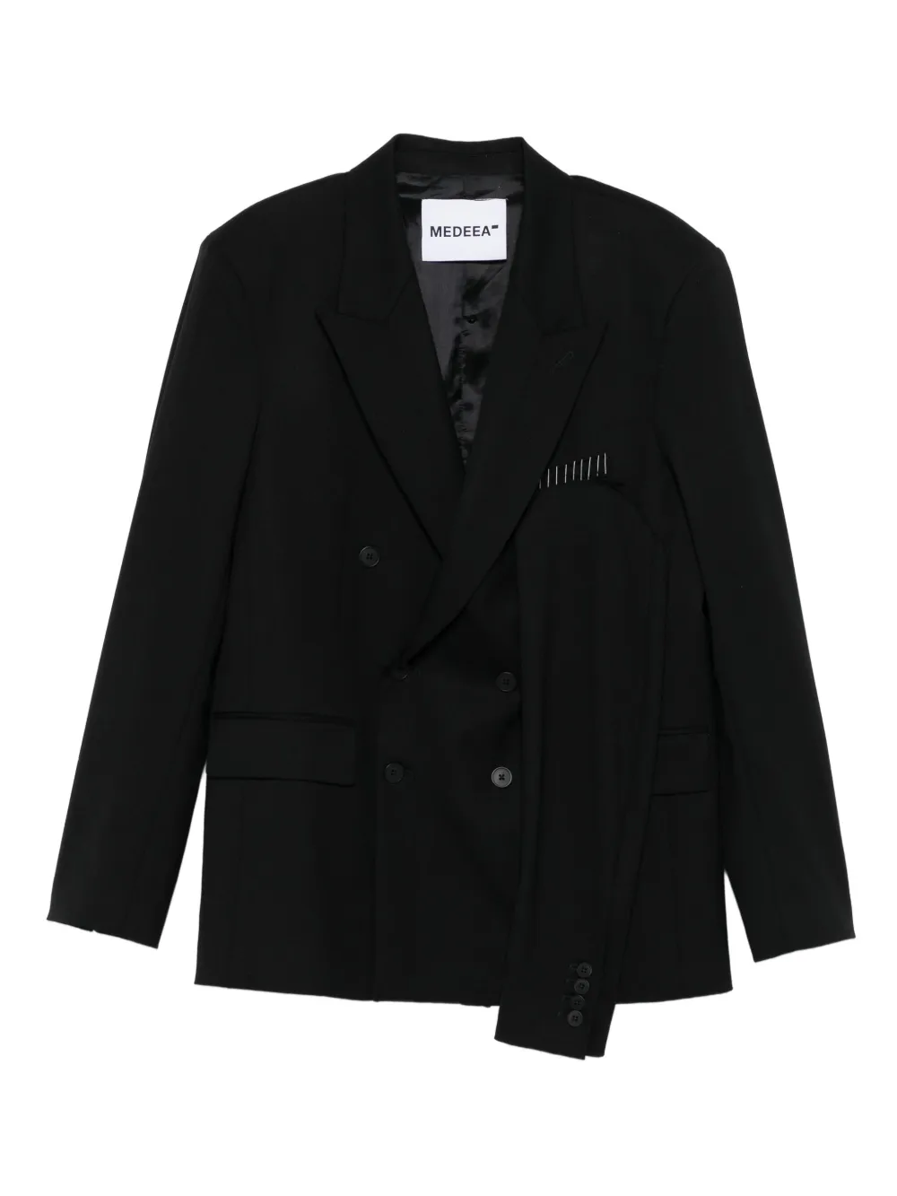 Medeea Double-breasted Wool Blazer In Black