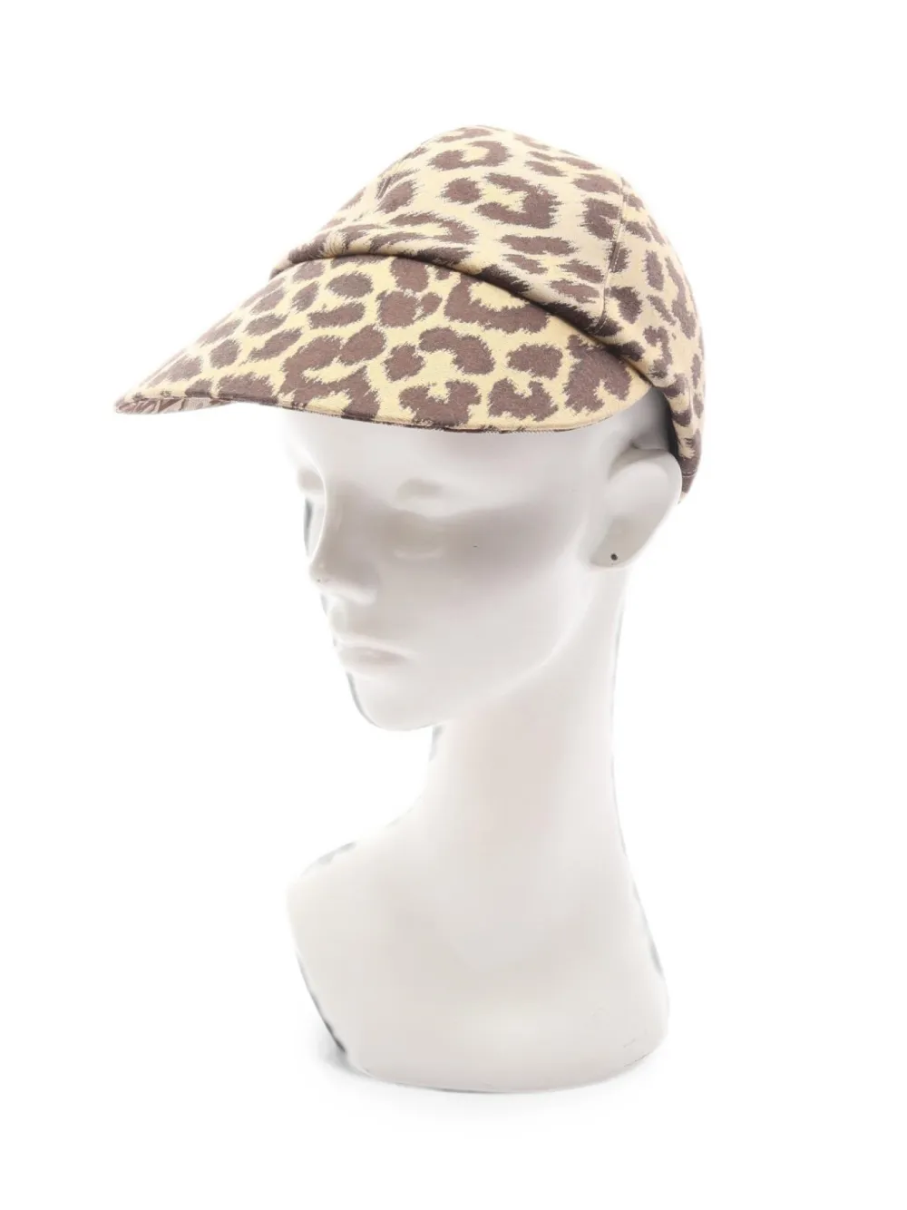 Pre-owned Dior Leopard-print Cotton Cap In Brown