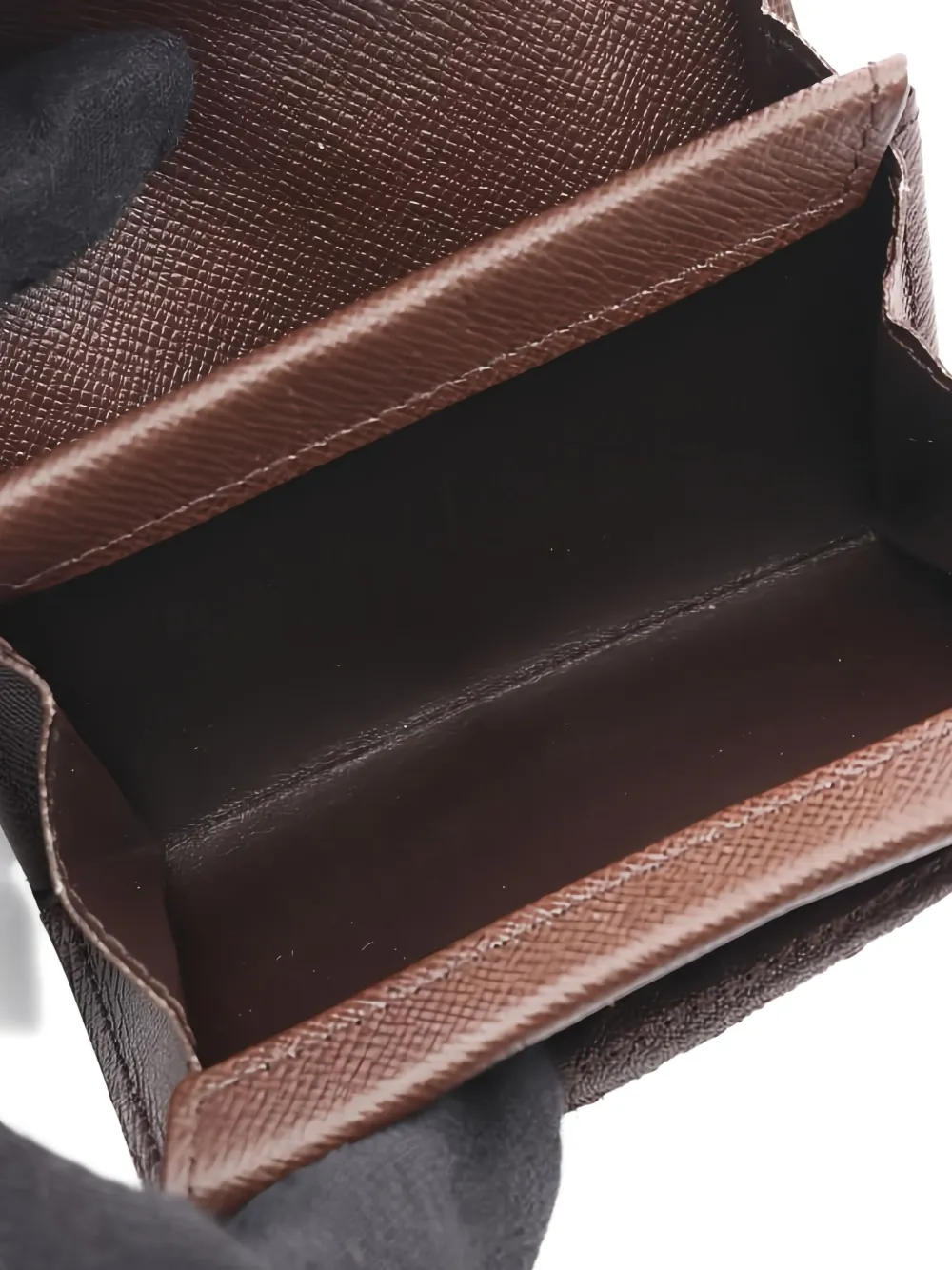 Pre-owned Louis Vuitton 2004 Portomonepura Damier Ebene Wallet In Brown