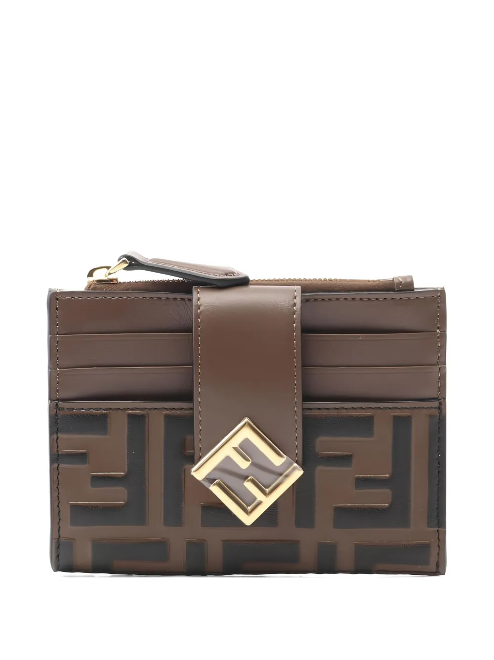 Fendi Pre-Owned 2020s FF Diamonds zip card holder | Brown | Image 1