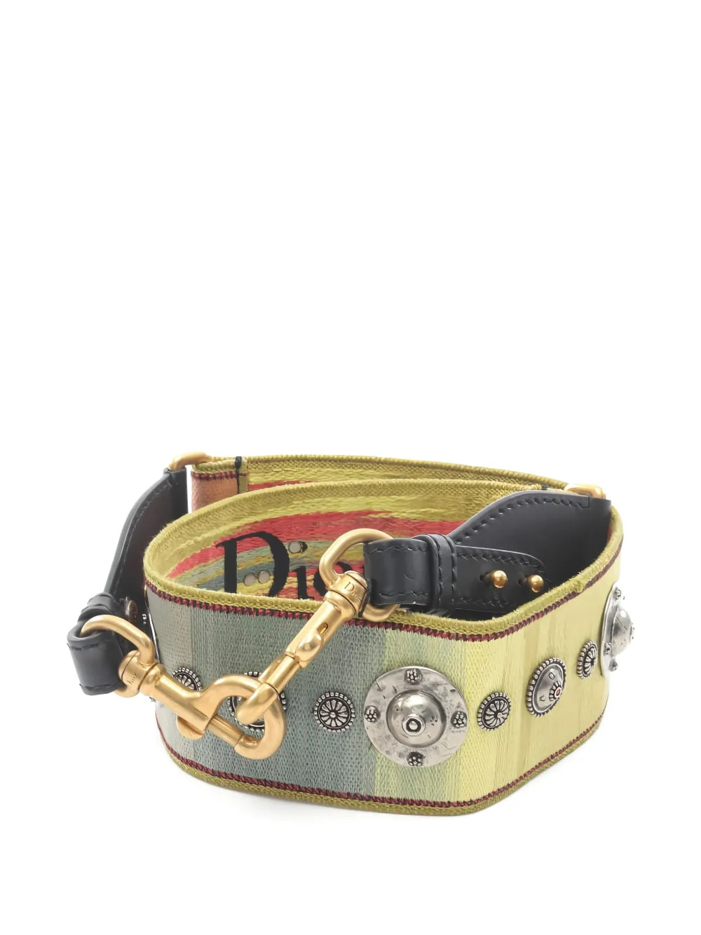 Pre-owned Dior 2020s Medallion Embroidery Shoulder Strap In Yellow