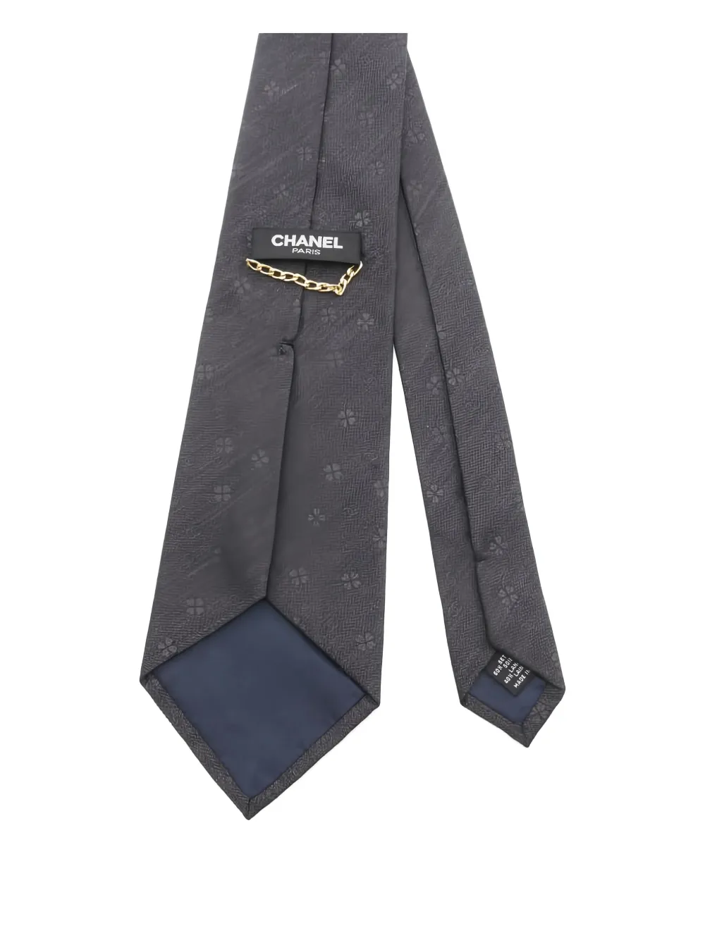 Pre-owned Chanel 1985-1988 Clover Coco Mark Tie In Gray