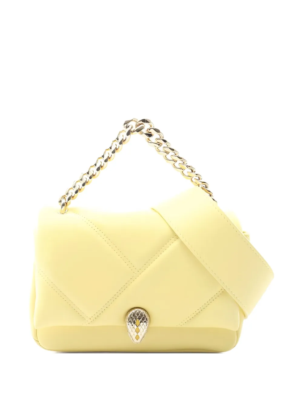Pre-owned Bvlgari 2010s Serpenti Cabochon Chain-leather Tote Bag In Yellow