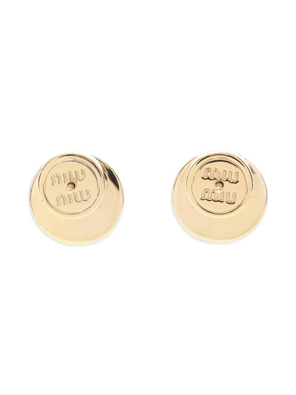 Pre-owned Miu Miu 2010s Logo-motif Earrings In Gold
