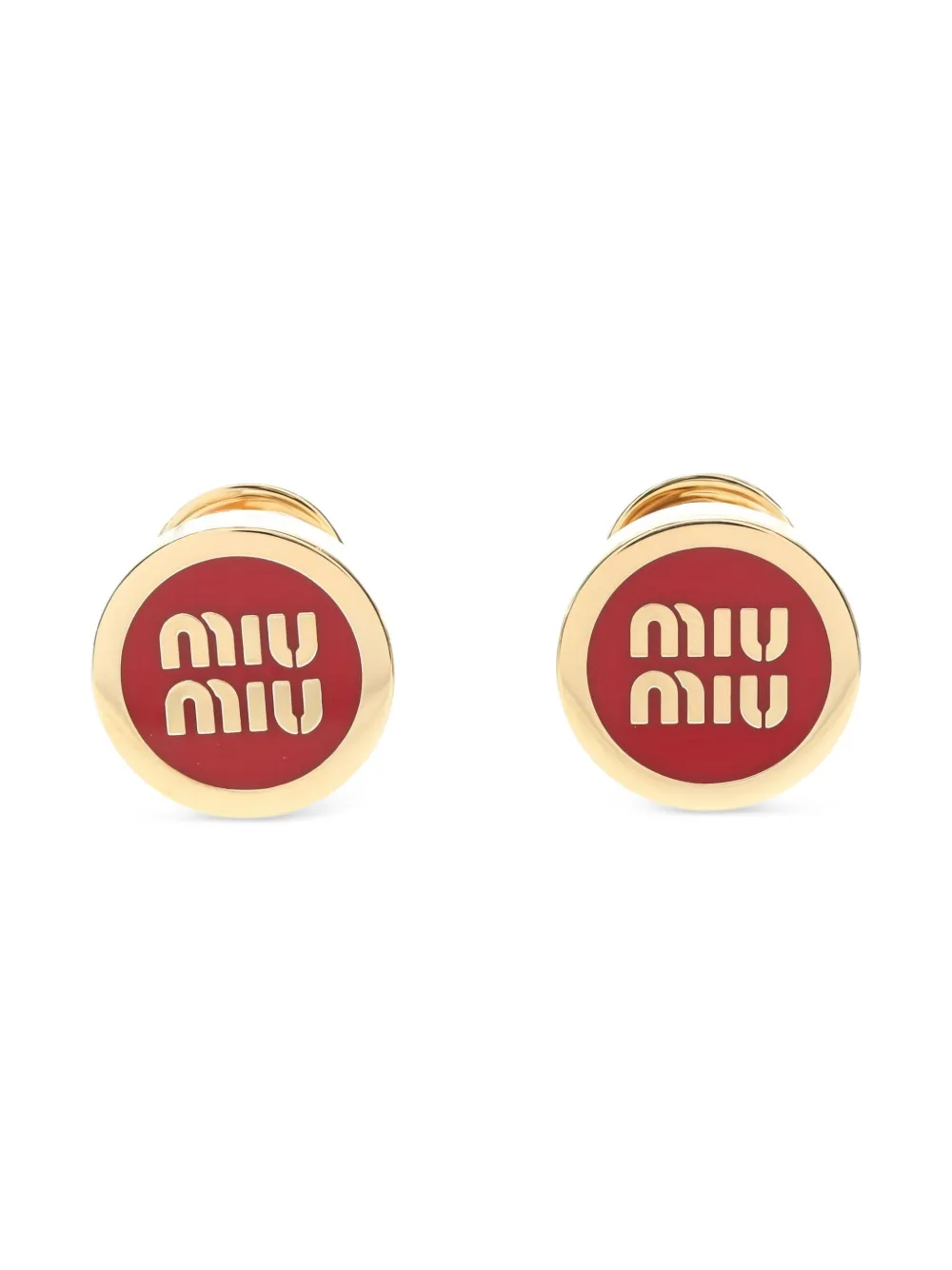 Pre-owned Miu Miu 2010s Logo-motif Earrings In Gold