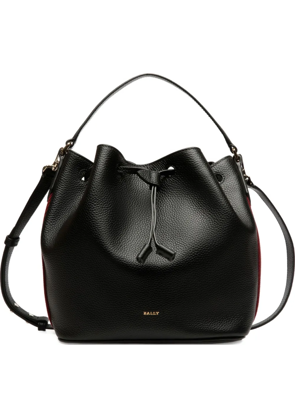Bally Top-handle Grained Leather Bucket Bag In Black