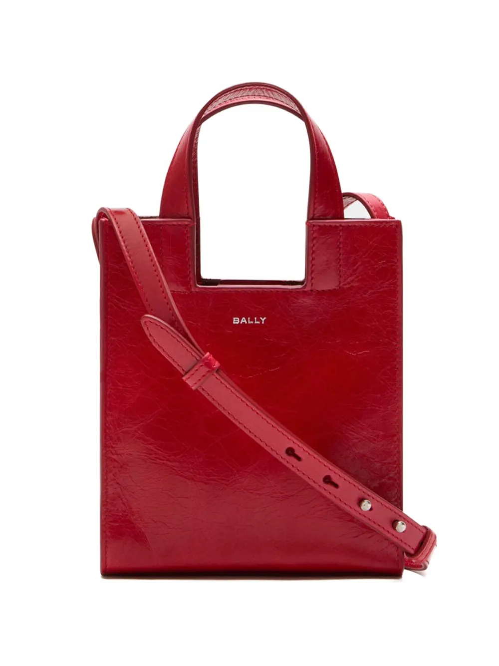 Bally Small Easy Leather Tote Bag In Red