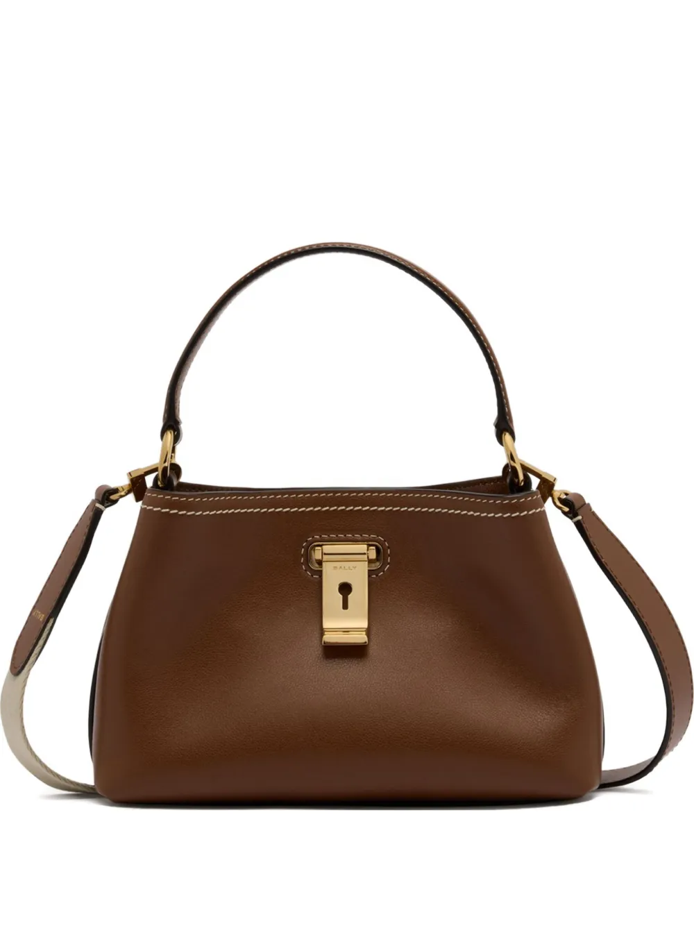 Bally Mini Lock Me Leather Tote Bag In Brown